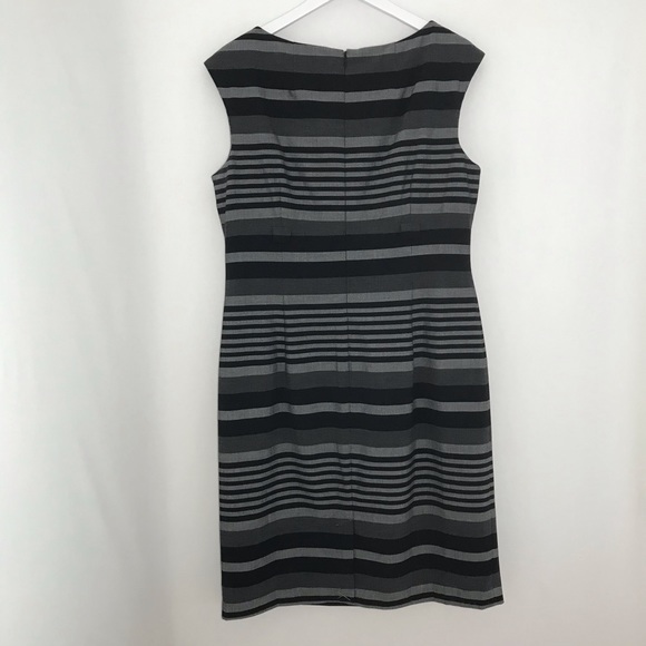 Calvin Klein Black & Grey Striped Cap Sleeve Dress - Picture 3 of 14